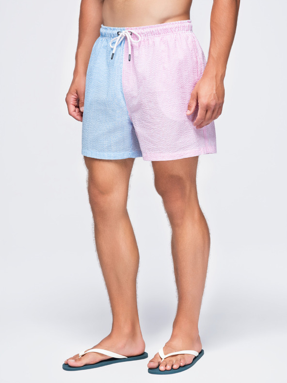 Ombre Clothing Férfi kétszínű fürdőnadrág textúrázott anyagból – kék-rózsaszín V3 OM-SRSS-0215 Ombre Clothing