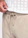 Ombre Clothing Viszkóz férfi rövidnadrág gumírozott derekkal – bézs V3 OM-SRCS-0206 Ombre Clothing
