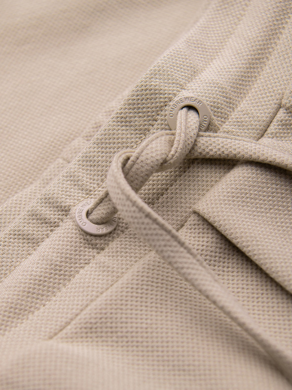 Ombre Clothing Viszkóz férfi rövidnadrág gumírozott derekkal – bézs V3 OM-SRCS-0206 Ombre Clothing