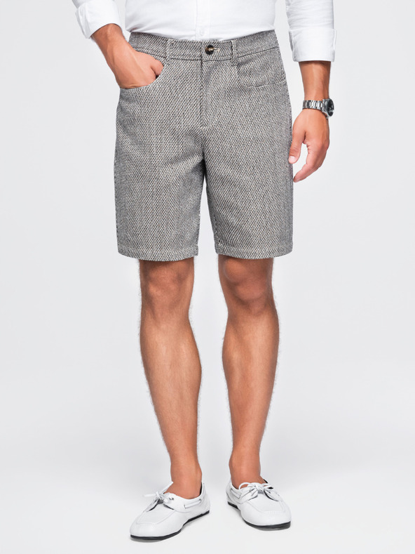 Ombre Clothing Férfi strukturált rövidnadrág REGULAR FIT – barna melanzsz V1 OM-SRCS-0189 Ombre Clothing