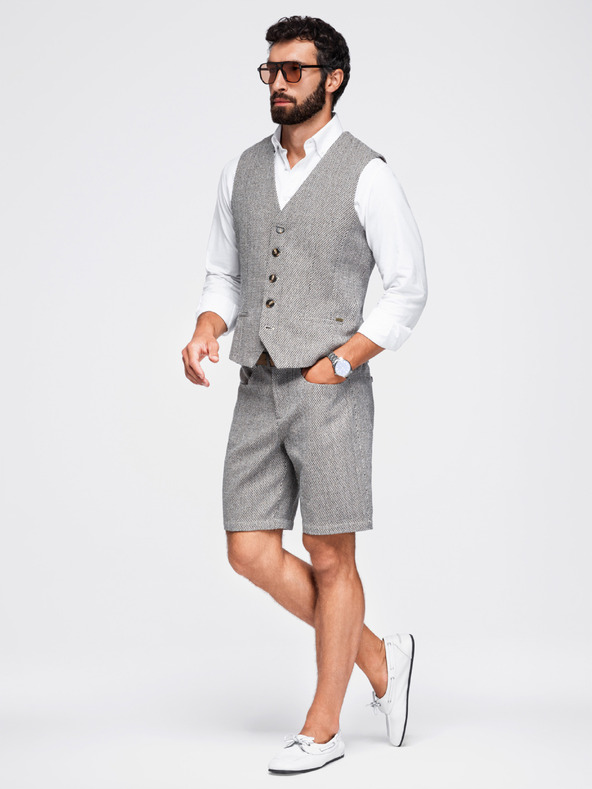 Ombre Clothing Férfi strukturált rövidnadrág REGULAR FIT – barna melanzsz V1 OM-SRCS-0189 Ombre Clothing