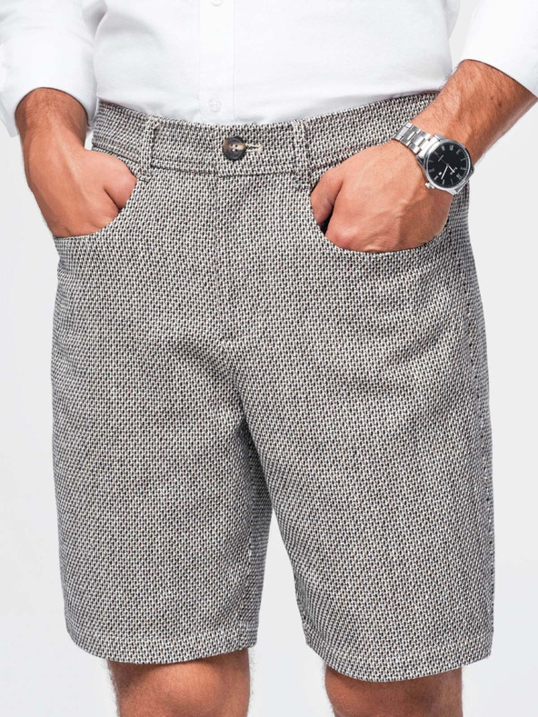 Ombre Clothing Férfi strukturált rövidnadrág REGULAR FIT – barna melanzsz V1 OM-SRCS-0189 Ombre Clothing