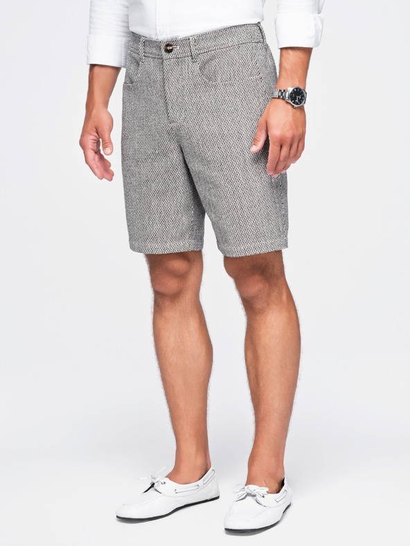 Ombre Clothing Férfi strukturált rövidnadrág REGULAR FIT – barna melanzsz V1 OM-SRCS-0189 Ombre Clothing