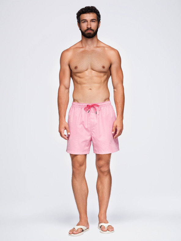 Ombre Clothing Férfi fürdőnadrág matt felületű szövetből – rózsaszín V1 OM-SRSS-0216 Ombre Clothing