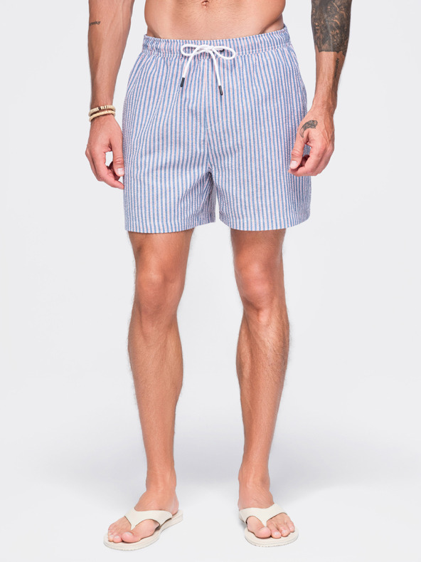 Ombre Clothing Férfi fürdőnadrág textúrázott csíkos anyagból – tompa kék V3 OM-SRSS-0214 Ombre Clothing