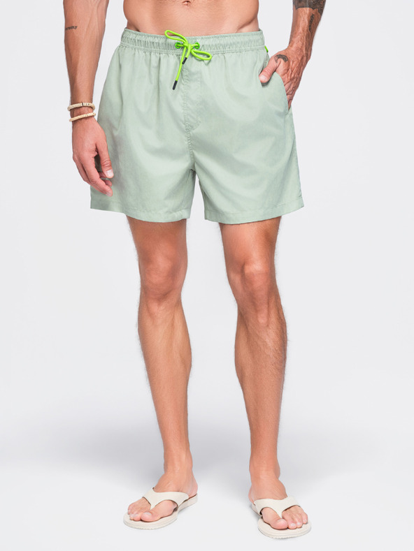 Ombre Clothing Férfi fürdőnadrág matt felületű szövetből – menta V4 OM-SRSS-0216 Ombre Clothing