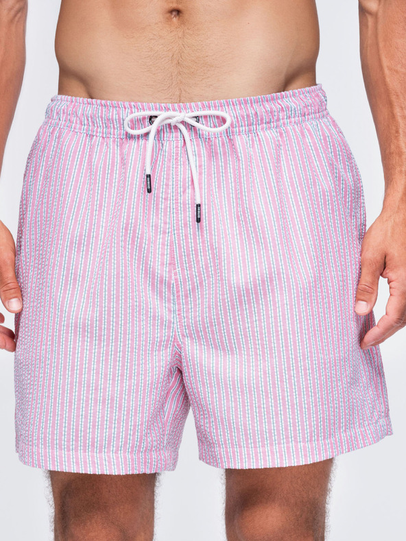 Ombre Clothing Férfi fürdőnadrág textúrázott csíkos anyagból – rózsaszín V2 OM-SRSS-0214 Ombre Clothing