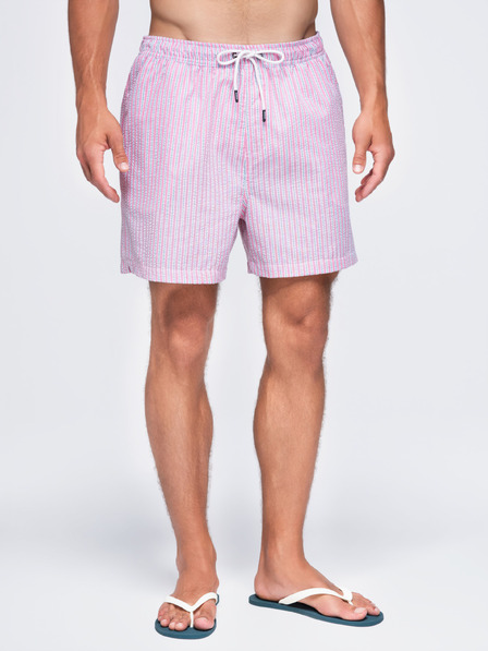 Ombre Clothing Férfi fürdőnadrág textúrázott csíkos anyagból – rózsaszín V2 OM-SRSS-0214 Ombre Clothing