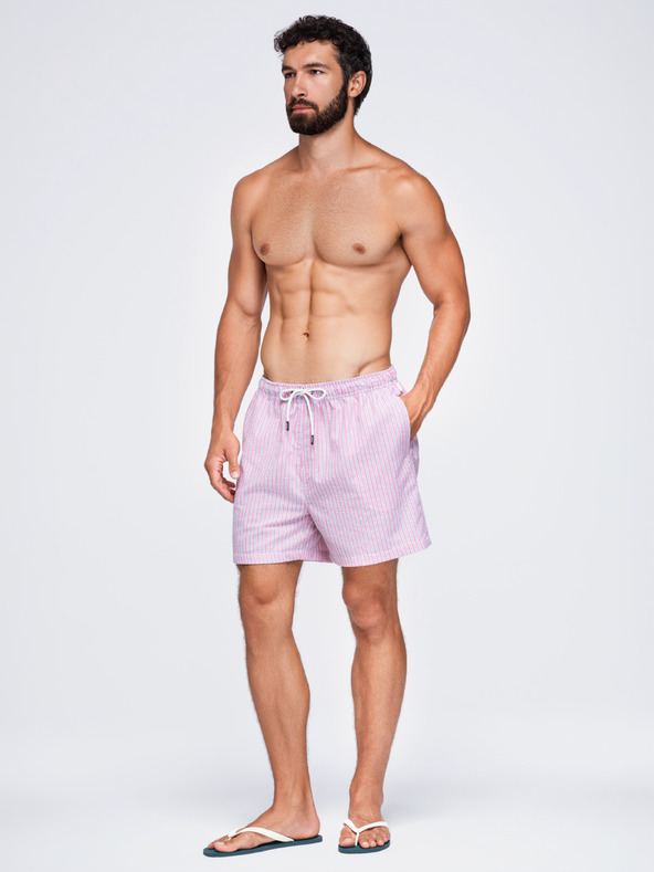 Ombre Clothing Férfi fürdőnadrág textúrázott csíkos anyagból – rózsaszín V2 OM-SRSS-0214 Ombre Clothing