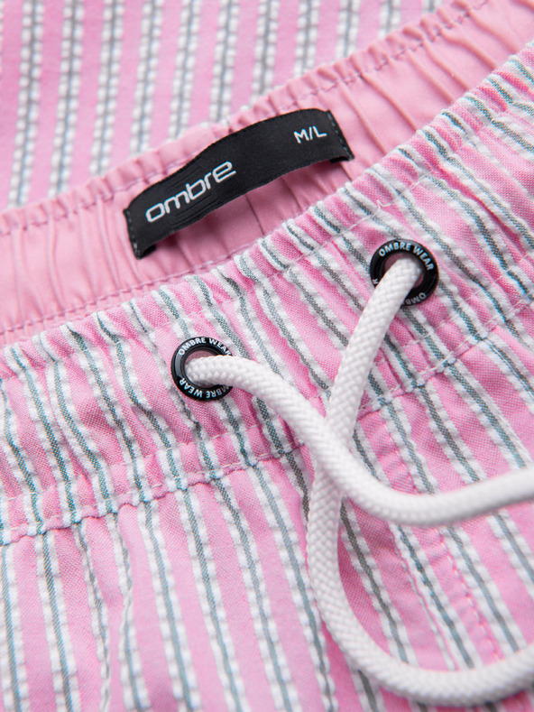 Ombre Clothing Férfi fürdőnadrág textúrázott csíkos anyagból – rózsaszín V2 OM-SRSS-0214 Ombre Clothing