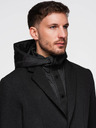 Ombre Clothing Férfi magas gallérú kabát kapucnival fekete Ombre Clothing Ombre Clothing