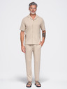 Ombre Clothing Férfi viszkóz chino nadrág gumírozott derékkal – bézs V3 OM-PACP-0306 Ombre Clothing