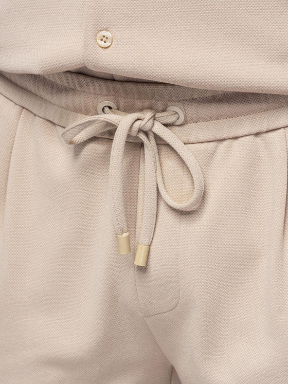 Ombre Clothing Férfi viszkóz chino nadrág gumírozott derékkal – bézs V3 OM-PACP-0306 Ombre Clothing