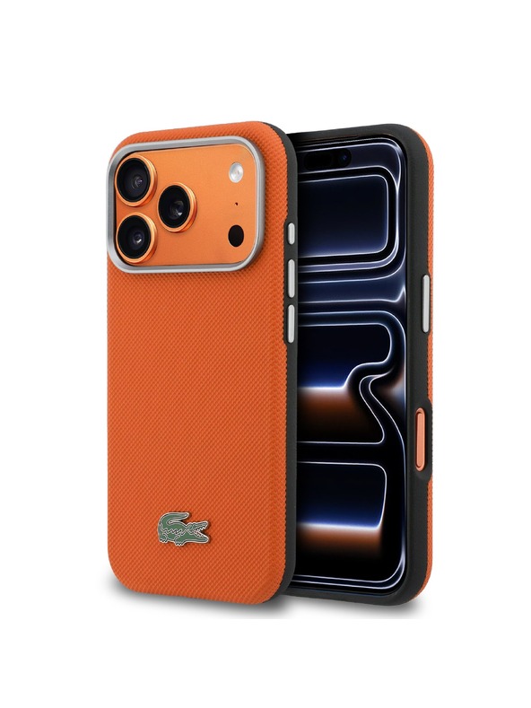 Lacoste Lacoste PVC Petit Pique Semi Wrap MagSafe hátlap iPhone 17 Pro Max-hoz Narancs