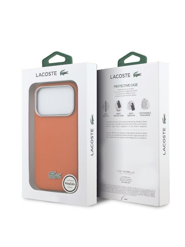 Lacoste Lacoste PVC Petit Pique Semi Wrap MagSafe hátlap iPhone 17 Pro Max-hoz Narancs
