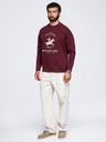 Ombre Clothing Férfi kerek nyakú pulóver elülső hímzéssel – burgundi V2 OM-SSNZ-0267 Ombre Clothing