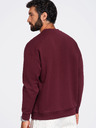 Ombre Clothing Férfi kerek nyakú pulóver elülső hímzéssel – burgundi V2 OM-SSNZ-0267 Ombre Clothing