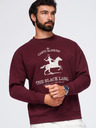 Ombre Clothing Férfi kerek nyakú pulóver elülső hímzéssel – burgundi V2 OM-SSNZ-0267 Ombre Clothing