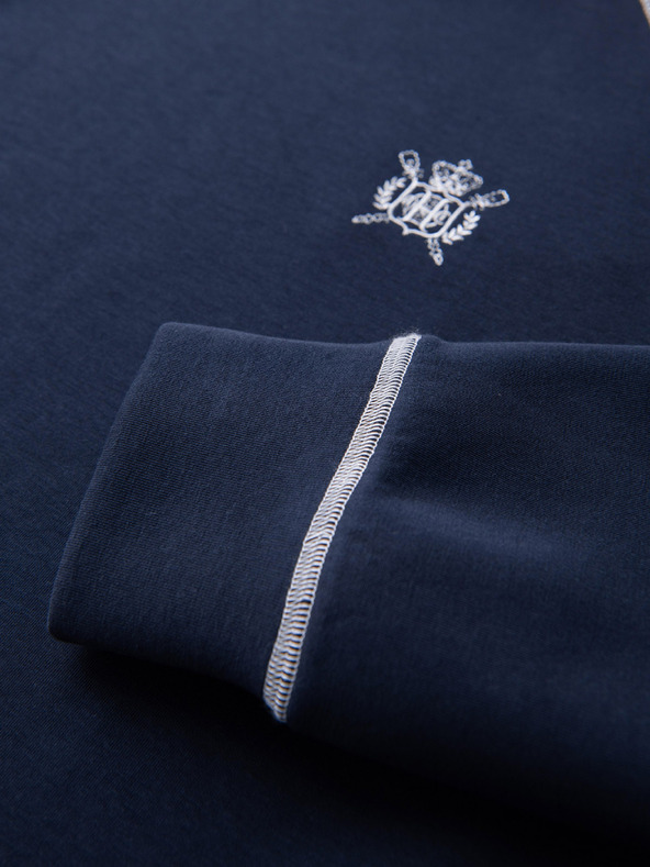 Ombre Clothing Férfi pulóver hímzéssel és kontraszt gallérral – sötét kék V1 OM-SSNZ-0269 Ombre Clothing