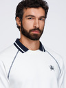 Ombre Clothing Férfi pulóver hímzéssel és kontraszt gallérral – sötét kék V1 OM-SSNZ-0269 Ombre Clothing