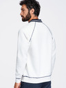 Ombre Clothing Férfi pulóver hímzéssel és kontraszt gallérral – sötét kék V1 OM-SSNZ-0269 Ombre Clothing
