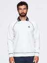Ombre Clothing Férfi pulóver hímzéssel és kontraszt gallérral – sötét kék V1 OM-SSNZ-0269 Ombre Clothing