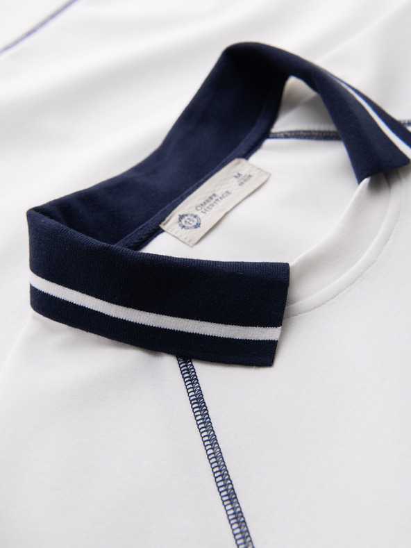 Ombre Clothing Férfi pulóver hímzéssel és kontraszt gallérral – sötét kék V1 OM-SSNZ-0269 Ombre Clothing