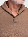 Ombre Clothing Férfi gombos nélküli pulóver felhajtott gallérral – barna V2 OM-SSNZ-0262 Ombre Clothing