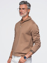 Ombre Clothing Férfi gombos nélküli pulóver felhajtott gallérral – barna V2 OM-SSNZ-0262 Ombre Clothing