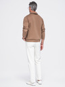 Ombre Clothing Férfi gombos nélküli pulóver felhajtott gallérral – barna V2 OM-SSNZ-0262 Ombre Clothing