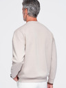 Ombre Clothing Férfi kerek nyakú pulóver elülső hímzéssel – bézs V1 OM-SSNZ-0267 Ombre Clothing