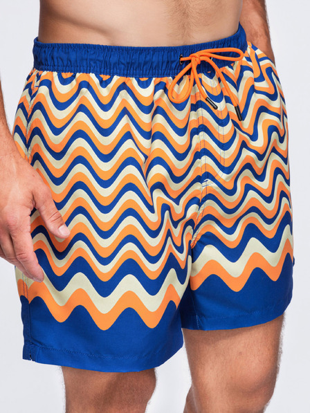 Ombre Clothing Férfi fürdőruha vízszintes hullám mintával – narancssárga-kék V1 OM-SRSS-0221 Ombre Clothing