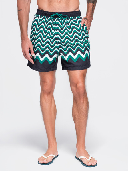 Ombre Clothing Férfi fürdőruha vízszintes hullám mintával – zöld-fekete V2 OM-SRSS-0221 Ombre Clothing