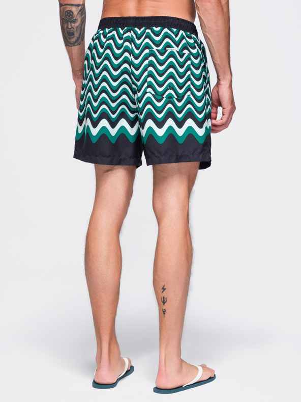 Ombre Clothing Férfi fürdőruha vízszintes hullám mintával – zöld-fekete V2 OM-SRSS-0221 Ombre Clothing