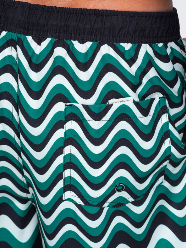 Ombre Clothing Férfi fürdőruha vízszintes hullám mintával – zöld-fekete V2 OM-SRSS-0221 Ombre Clothing