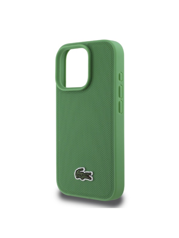 Lacoste Lacoste Iconic Petit Pique Woven Logo MagSafe Hátsó Borító iPhone 16 Pro számára Zöld