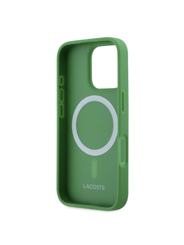 Lacoste Lacoste Iconic Petit Pique Woven Logo MagSafe Hátsó Borító iPhone 16 Pro számára Zöld