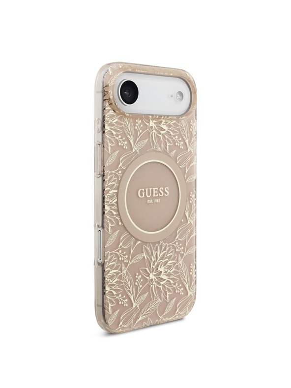 Guess Guess IML Flowers Allover Strap MagSafe hátsó burkolat iPhone Air Pink számára