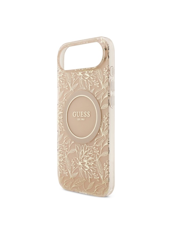 Guess Guess IML Flowers Allover Strap MagSafe hátsó burkolat iPhone Air Pink számára