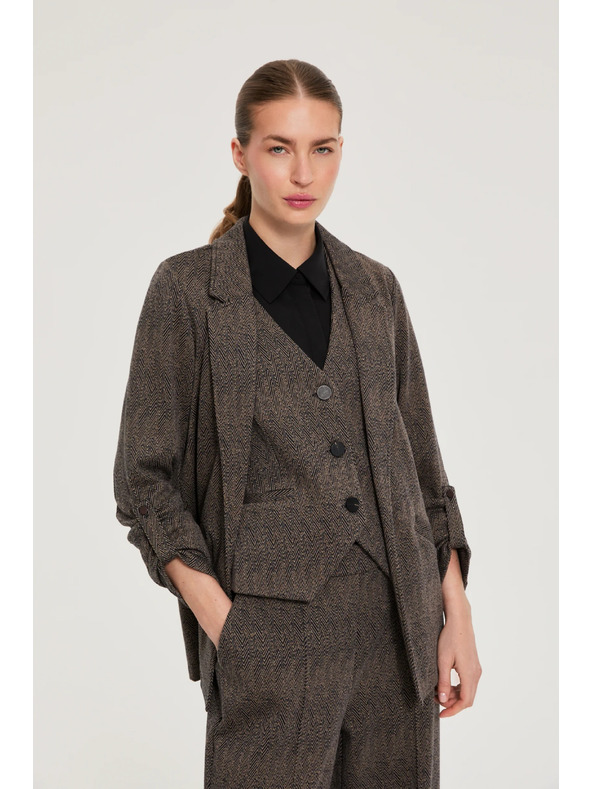 Moodo Egyszerű szabású barna blazer Moodo