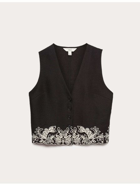 Marks & Spencer Kivágott szegéllyel ellátott ujjatlan kabát, magas modál tartalommal és lennel Marks & Spencer fekete