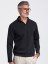 Ombre Clothing Férfi cipzár nélküli pulóver begörbített gallérral – fekete V5 OM-SSNZ-0262 Ombre Clothing