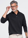 Ombre Clothing Férfi cipzár nélküli pulóver begörbített gallérral – fekete V5 OM-SSNZ-0262 Ombre Clothing