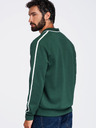 Ombre Clothing Férfi galléros pulóver V nyakkivágással és mellkasi hímzéssel – sötétzöld V3 OM-SSNZ-0268 Ombre Clothing