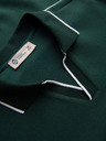 Ombre Clothing Férfi galléros pulóver V nyakkivágással és mellkasi hímzéssel – sötétzöld V3 OM-SSNZ-0268 Ombre Clothing