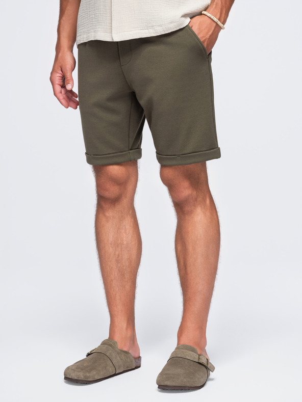Ombre Clothing Férfi viszóz chino rövidnadrág – olívazöld V5 OM-SRCS-0206 Ombre Clothing