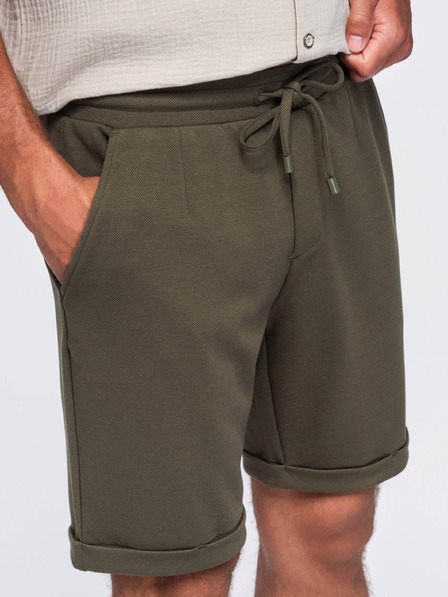 Ombre Clothing Férfi viszóz chino rövidnadrág – olívazöld V5 OM-SRCS-0206 Ombre Clothing
