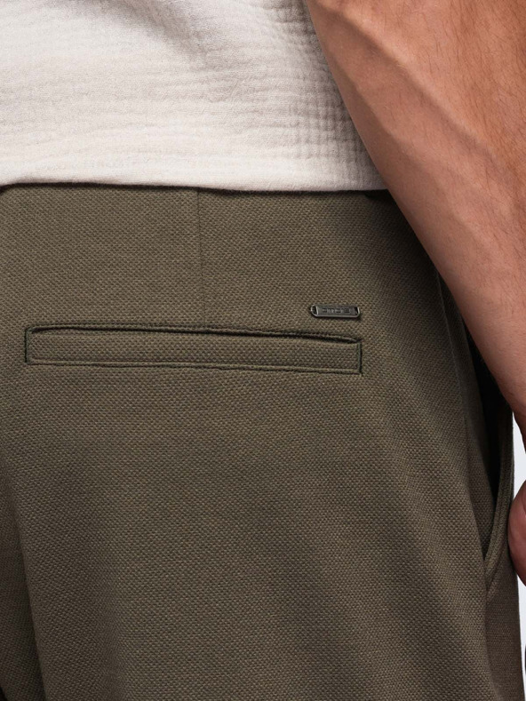 Ombre Clothing Férfi viszóz chino rövidnadrág – olívazöld V5 OM-SRCS-0206 Ombre Clothing