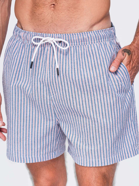 Ombre Clothing Férfi fürdőnadrág textúrázott csíkos anyagból – tompa kék V3 OM-SRSS-0214 Ombre Clothing