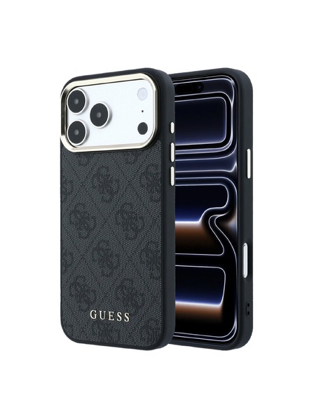Guess Guess PU Leather 4G Gold Frame MagSafe Hátlap iPhone 18 Pro Black